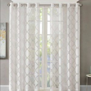 Eden 50" x 84" Fretwork Burnout Sheer Curtain Panel, Color: Ivory